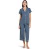 Eberjey Gisele Short Sleeve and Cropped Pant PJ Set(Coastal Blue/Ice Blue)