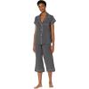 Eberjey Gisele Short Sleeve and Cropped Pant PJ Set(Graphite/Sorbet Pink)