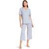 Eberjey Gisele Short Sleeve and Cropped Pant PJ Set(Ice Blue/Ivory)