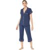 Eberjey Gisele Short Sleeve and Cropped Pant PJ Set(Navy/Ivory)