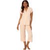 Eberjey Gisele Short Sleeve and Cropped Pant PJ Set(Peach Parfait/Ivory)