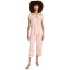 Eberjey Gisele Short Sleeve and Cropped Pant PJ Set(Rose Cloud/Navy)