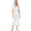 Eberjey Gisele Short Sleeve and Cropped Pant PJ Set(Water Blue/White)