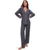 Eberjey Women’s Gisele Printed Long PJ Set(Duo Stripe True Navy/Ivory)