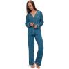 Eberjey Women’s Gisele Printed Long PJ Set(Festive Lights Sapphire/Ivory)