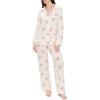 Eberjey Women’s Gisele Printed Long PJ Set(Floral Bloom Ivy/Vanilla Cream)