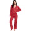 Eberjey Women’s Gisele Printed Long PJ Set(Winter Wonderland Haute Red/Iv)