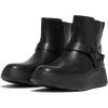 FitFlop Women’s F-Mode Folded-Knot Leather Flatform Short Boots Fashion(Black)