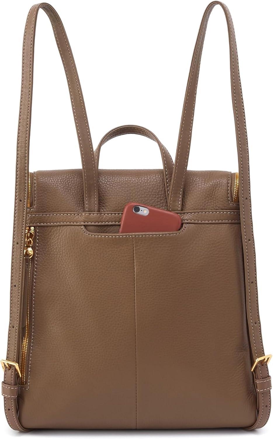 imageHOBO Fern Leather Travel Backpack with Adjustable Shoulder Straps Plenty of Pockets Zip Closure and Room For 13quot Laptop BlackDark Elm