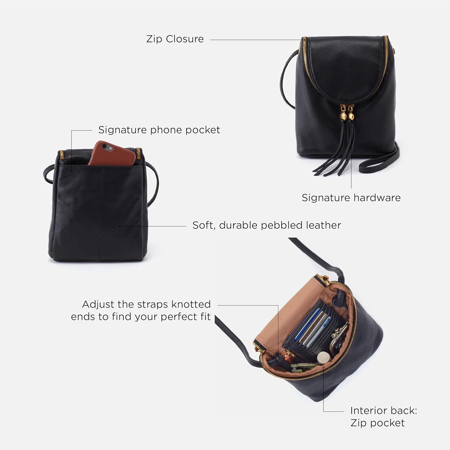 imageHOBO Fern Leather Travel Backpack with Adjustable Shoulder Straps Plenty of Pockets Zip Closure and Room For 13quot Laptop BlackTaupe