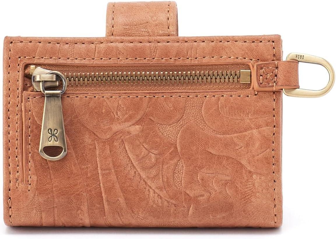 imageHOBO Womens Jean Accordian Credit Card Case WalletSaddle Tooled Emboss