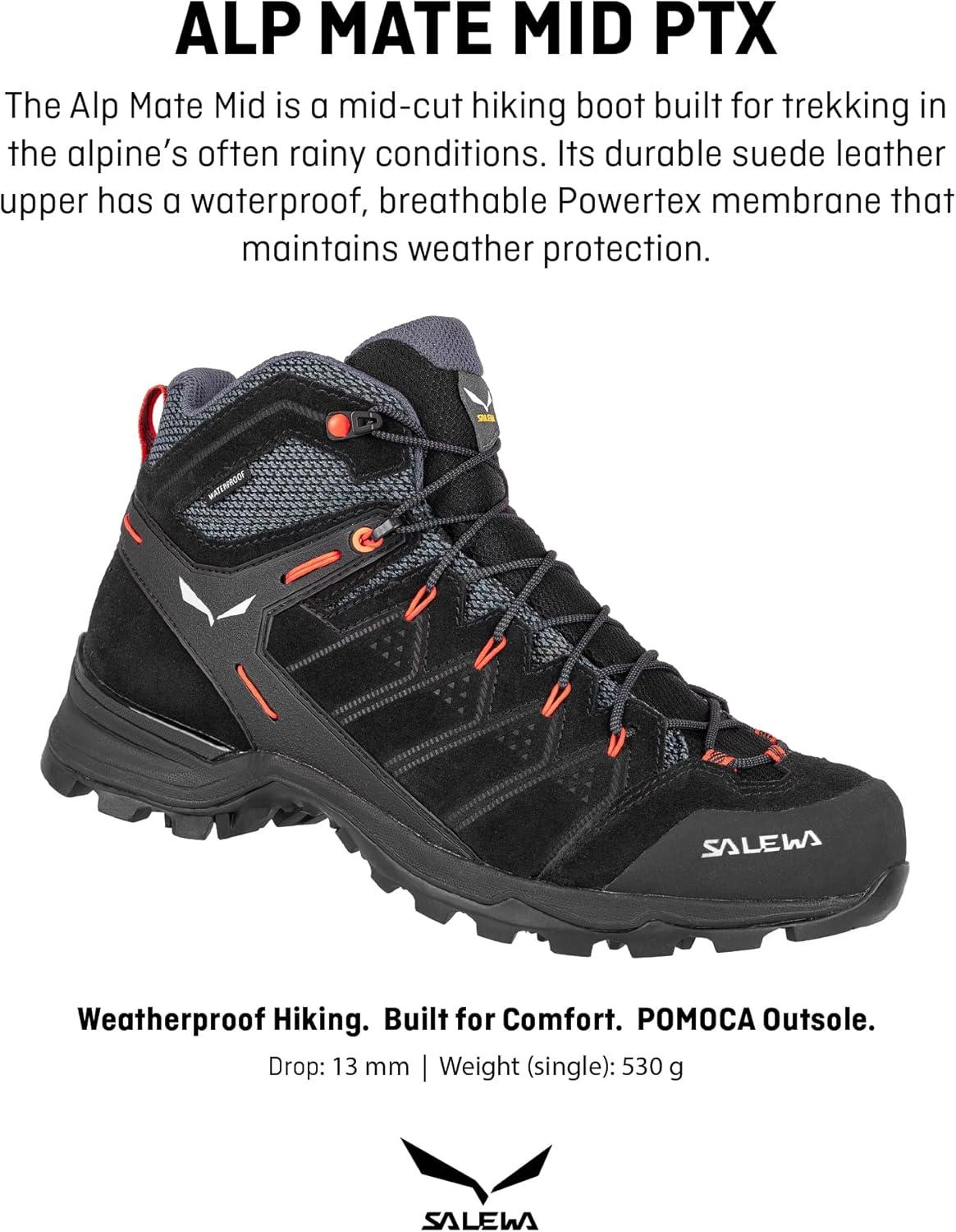 imageSalewa Mens Alp Mate Mid Waterproof Trekking ampamp Hiking BootBlack OutFluo Orange