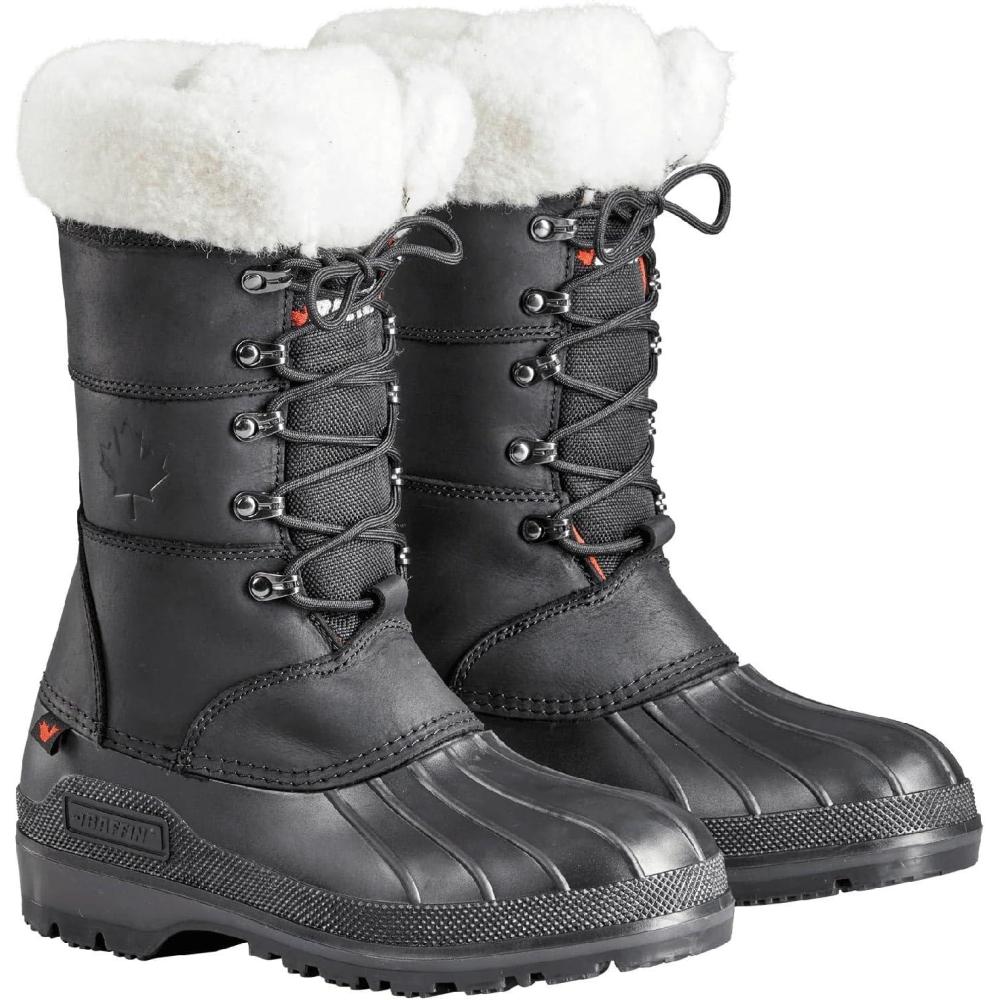 imageBaffin Womens MAPLE LEAF Tall Waterproof Insulated Lightweight Leather LaceUp ArcticRated Cold Weather Winter Snow BootsBlack