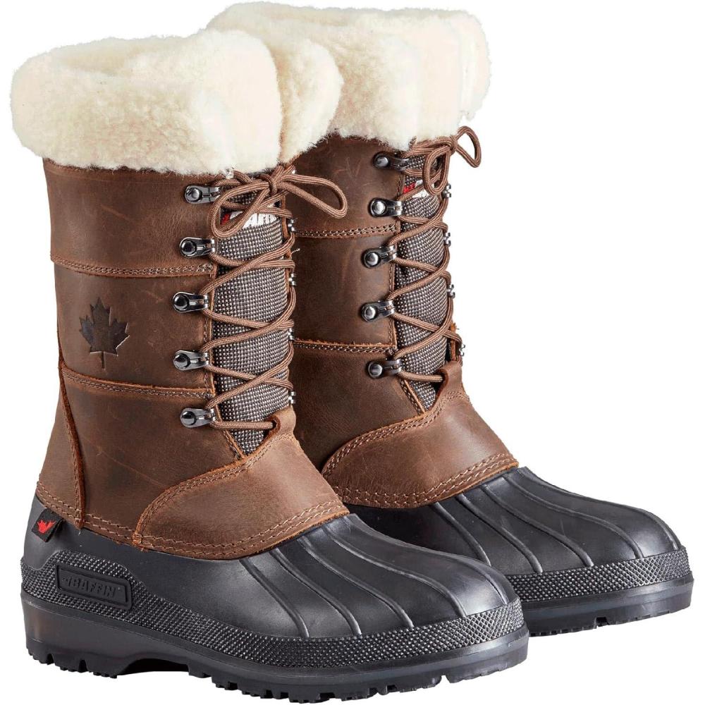 imageBaffin Womens MAPLE LEAF Tall Waterproof Insulated Lightweight Leather LaceUp ArcticRated Cold Weather Winter Snow BootsBrown