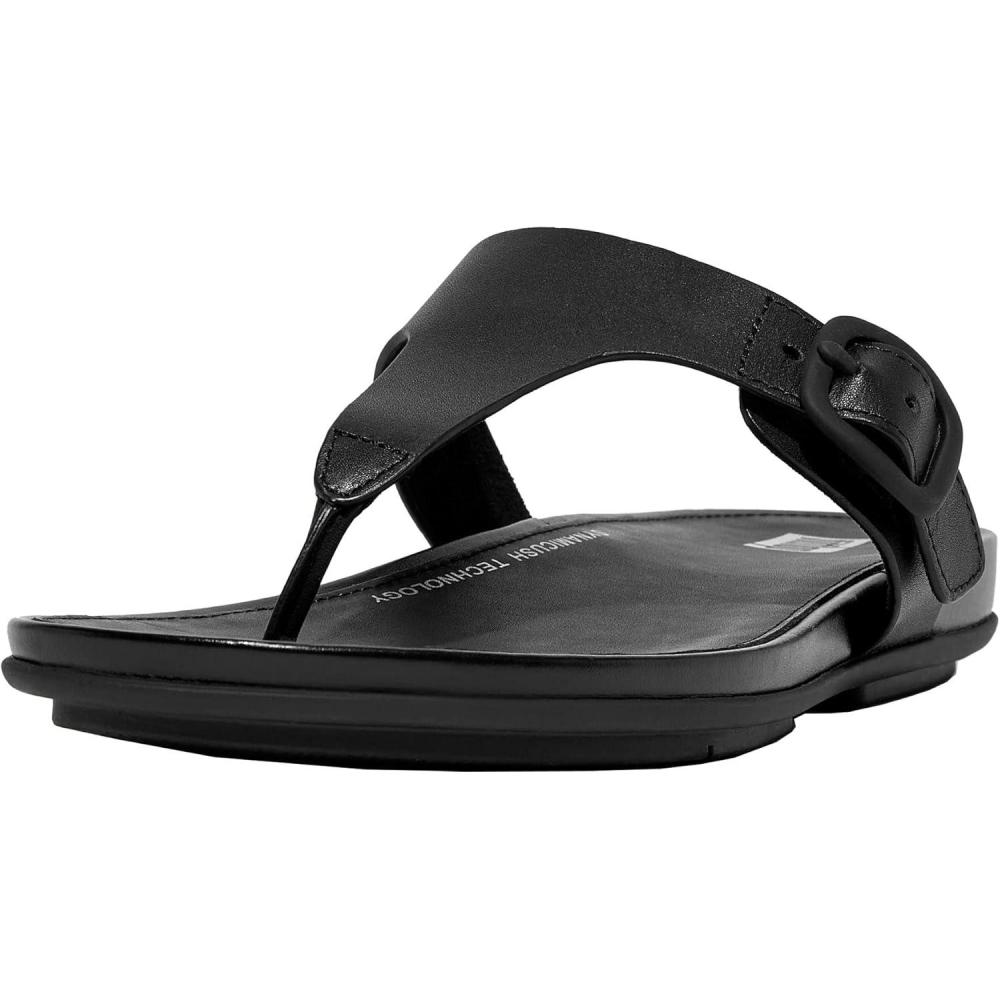 imageFitFlop womens Gracie Rubberbuckle Leather Toepost SandalsAll Black