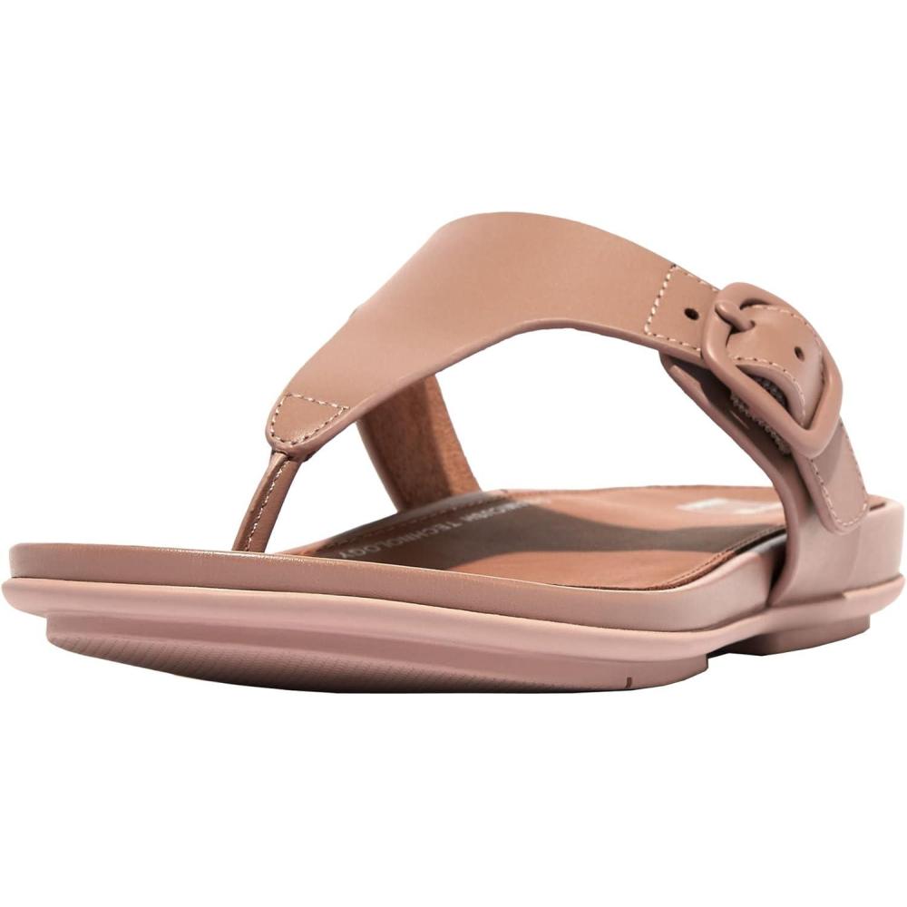 imageFitFlop womens Gracie Rubberbuckle Leather Toepost SandalsBeige