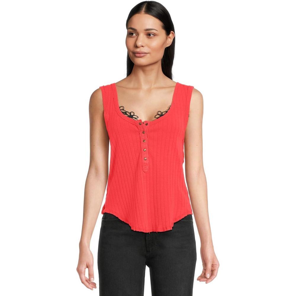 imageFree People Womens Care Bryson Henley TankFirey Red