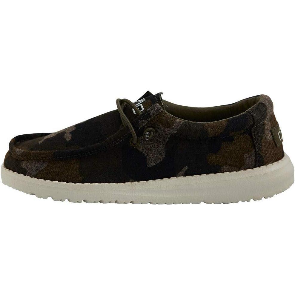 imageHEYDUDE Wally Toddler Washed Canvas  Boys Loafers  Boys Slip On Shoes  Comfortable ampamp Light WeightLinen Camo