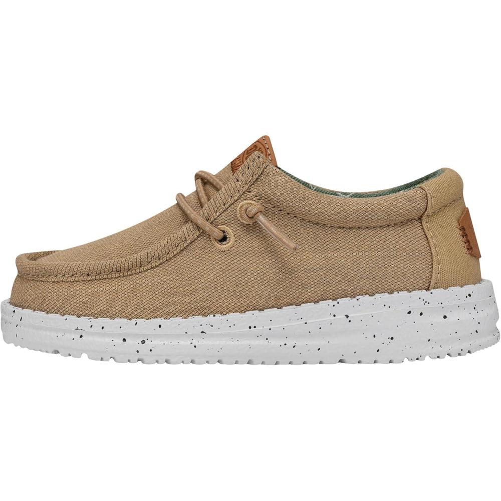 imageHEYDUDE Wally Toddler Washed Canvas  Boys Loafers  Boys Slip On Shoes  Comfortable ampamp Light WeightWalnut