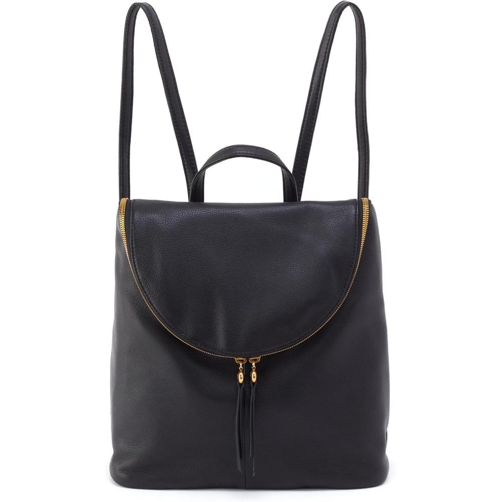 imageHOBO Fern Leather Travel Backpack with Adjustable Shoulder Straps Plenty of Pockets Zip Closure and Room For 13quot Laptop BlackBlack