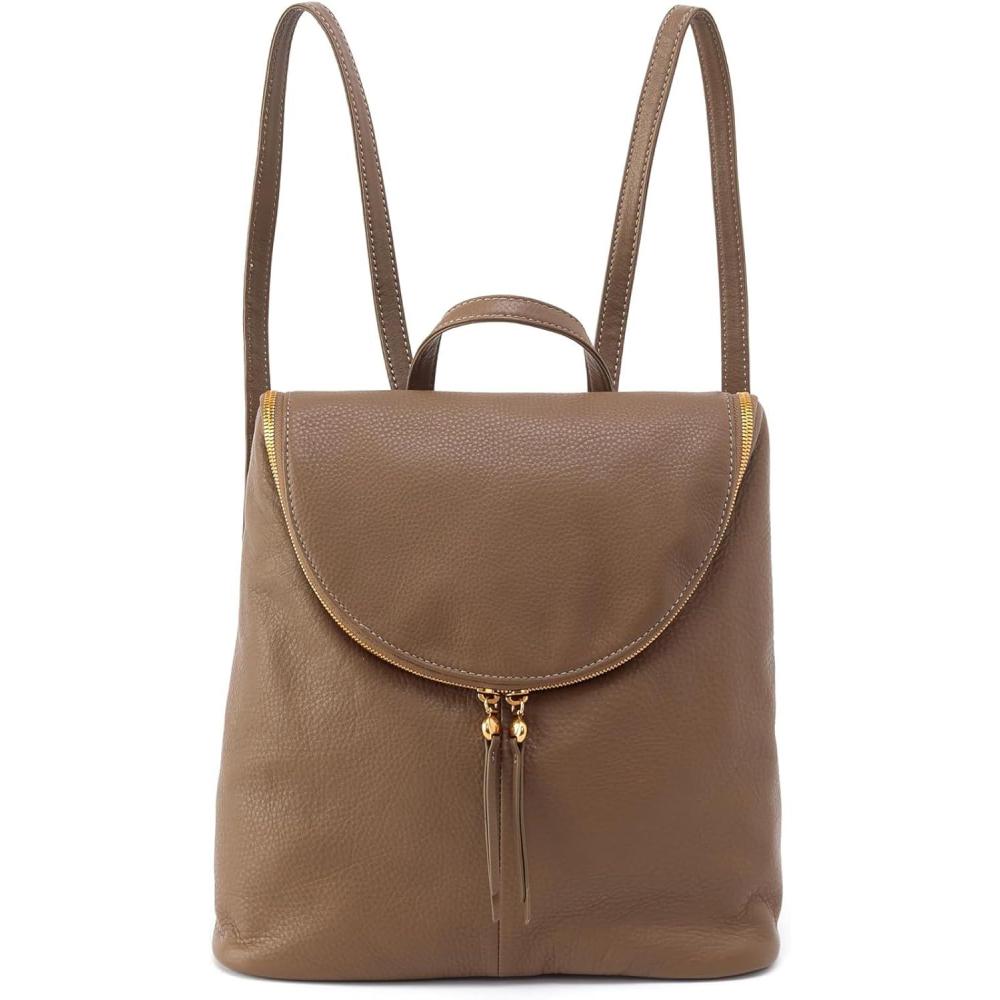 imageHOBO Fern Leather Travel Backpack with Adjustable Shoulder Straps Plenty of Pockets Zip Closure and Room For 13quot Laptop BlackDark Elm