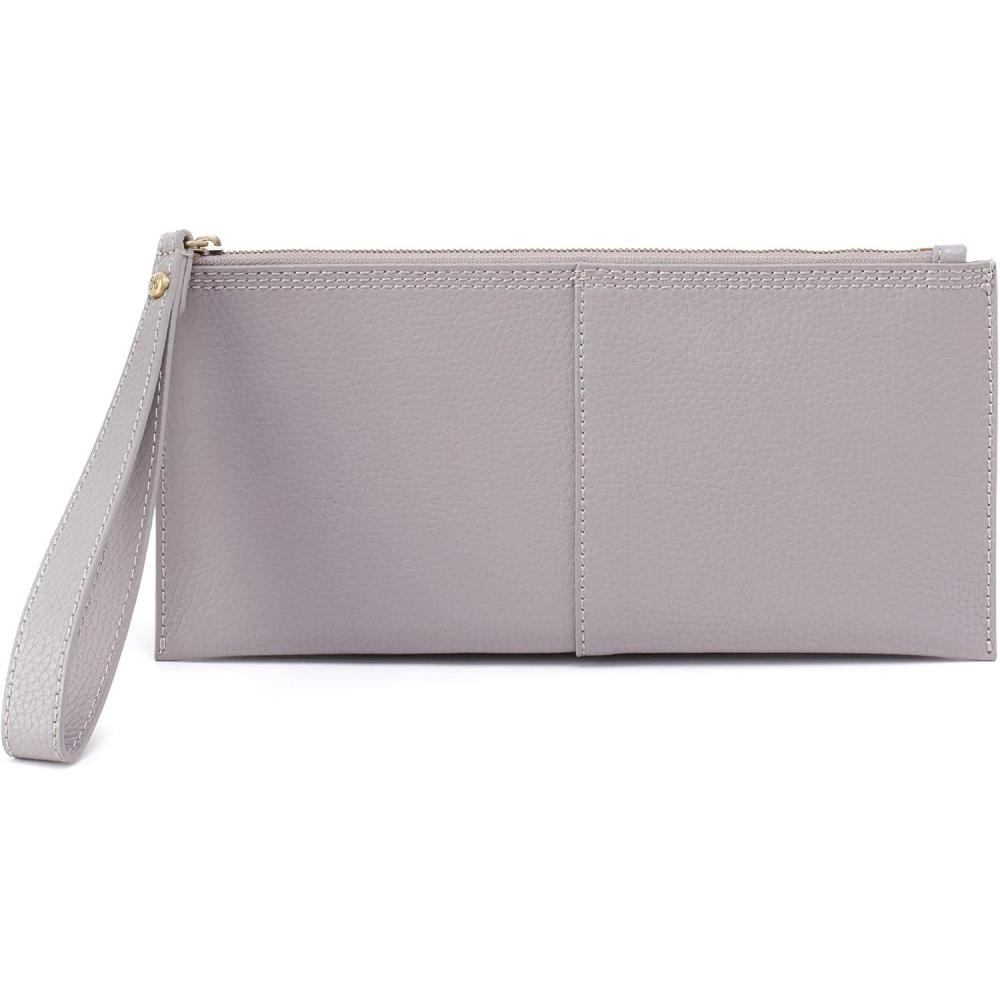 imageHOBO Vida Large Leather Wristlet Pouch for WomenMorning Dove GreyOrona