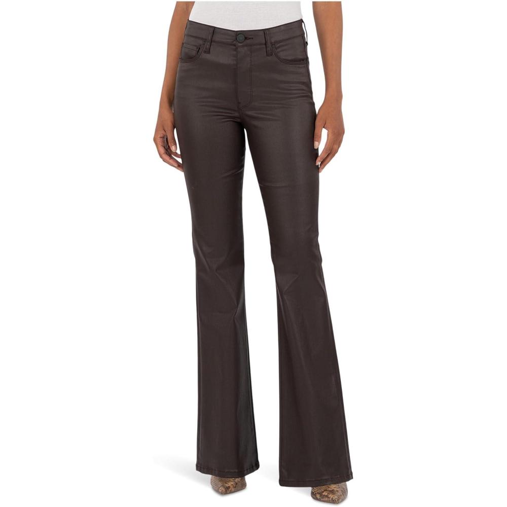 imageKUT from the Kloth Womens Ana HighRise Fab Ab FlareBaby Dn All OverChocolate