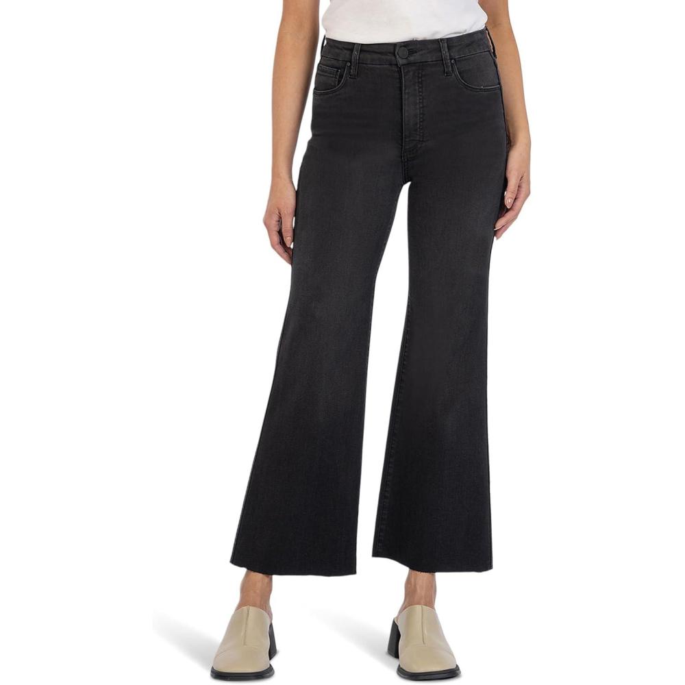 imageKUT from the Kloth Womens Meg HighRise Fab Ab Wide Leg Raw Hem in ExperiencesExperiences