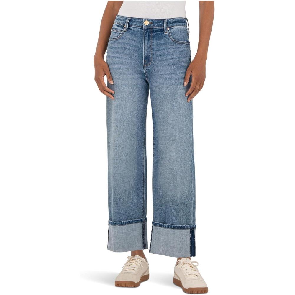 imageKUT from the Kloth Womens Sienna High Rise Straight Legroll Up 5quotInternational