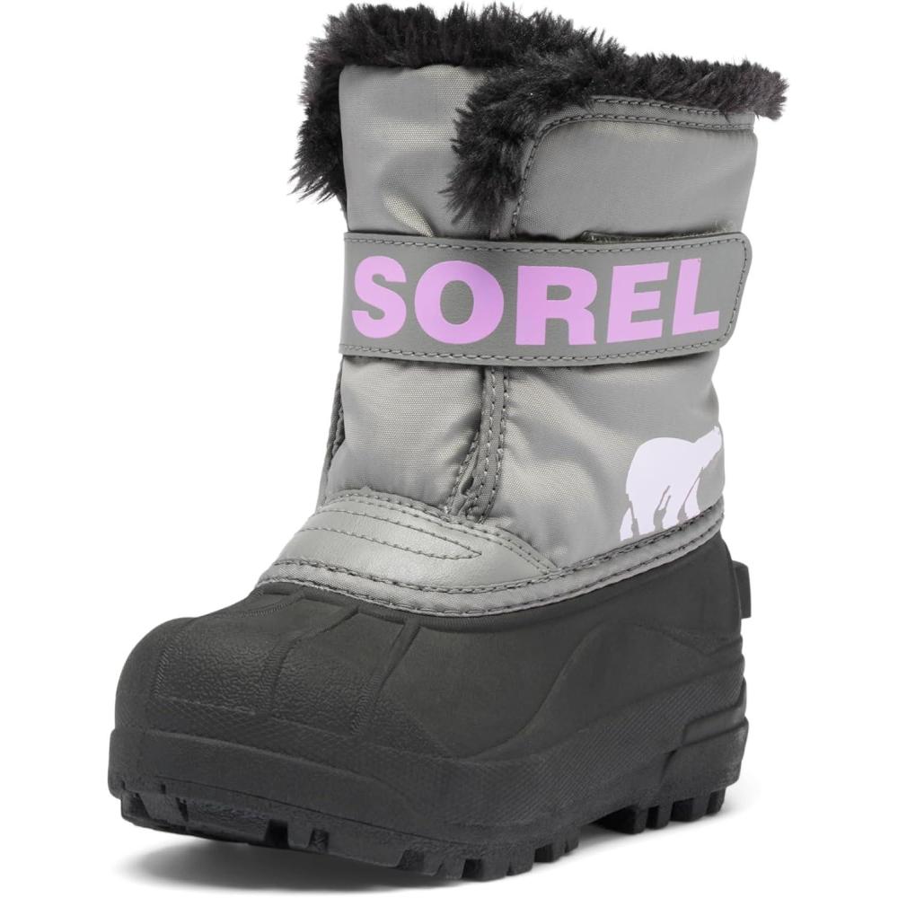 imageSOREL Youth Snow Commander Snow Boots for KidsChrome GreyEuphoric Lilac