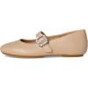 FitFlop Women’s Delicato Crystal-Buckle Leather Mary Janes Ballet Flat(Classic Beige)