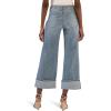 KUT from the Kloth Women’s Meg High Rise Fab Ab Wide Legs Roll Up Regular Hem(Charming W/Medium Base Wash)