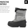 SOREL – Youth Snow Commander Snow Boots for Kids(Chrome Grey/Euphoric Lilac)