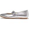 FitFlop Women’s Delicato Crystal-Buckle Leather Mary Janes Ballet Flat(Silver)