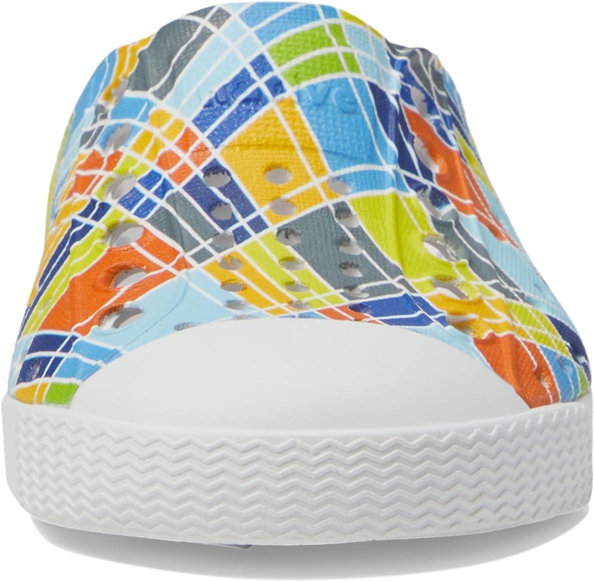 imageNative Shoes Kids Unisex Jefferson Sugarlite Print Little KidShell WhiteShell WhiteSnap Laflame Grid