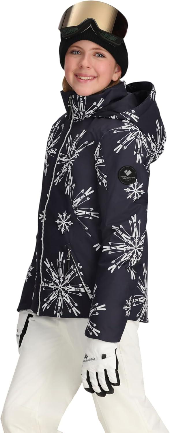 imageObermeyer Rylee Print Jacket Teen GirlsBlack With White Skiflake