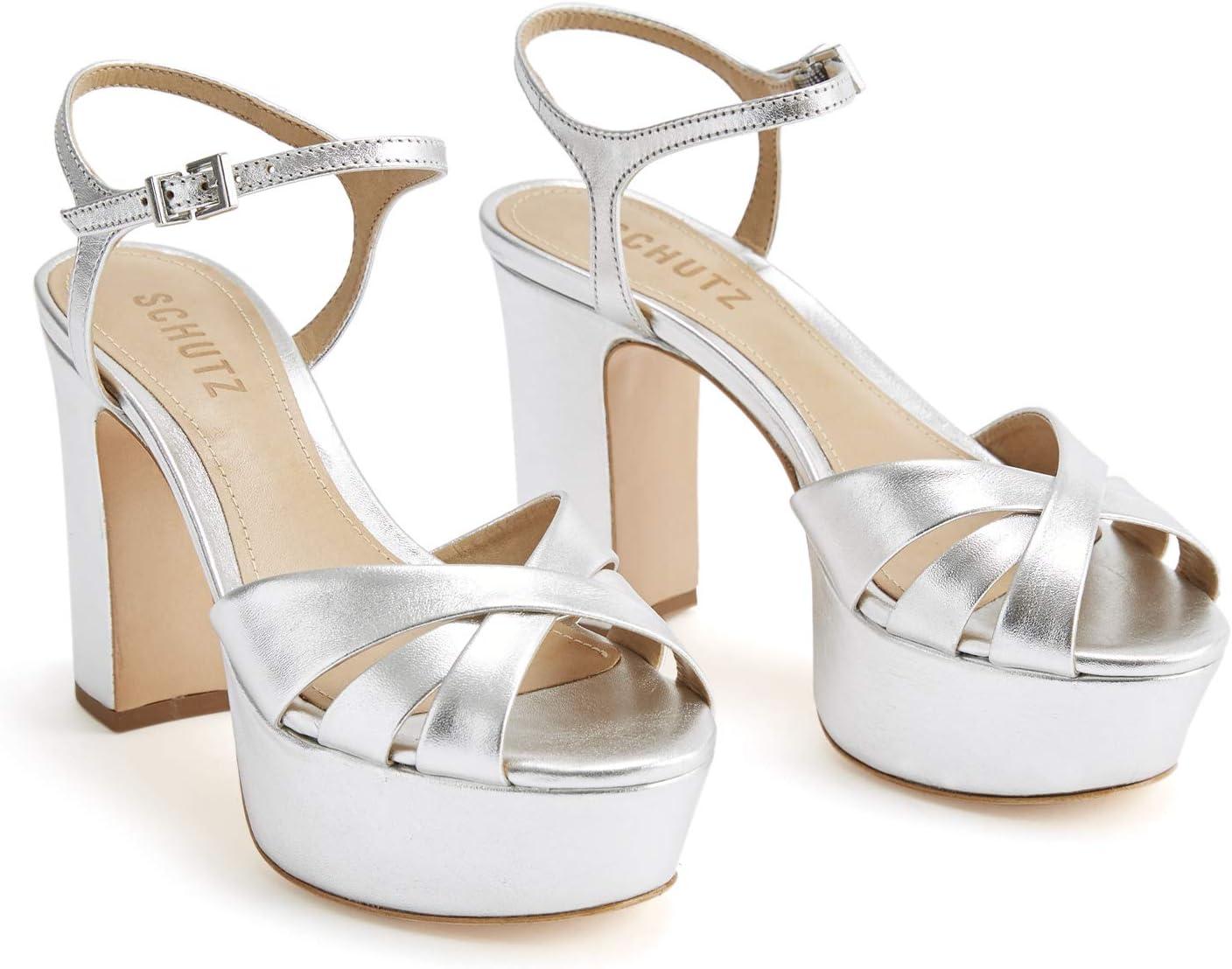 imageSCHUTZ Womens Keefa Platform Dress SandalPrata Metallic Napa