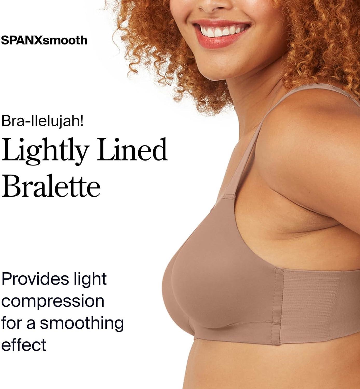 imageSPANX BraLlelujah Lightly Lined Bralette WireFree Comfortable Support Wireless DigFree StrapsCafe Au Lait