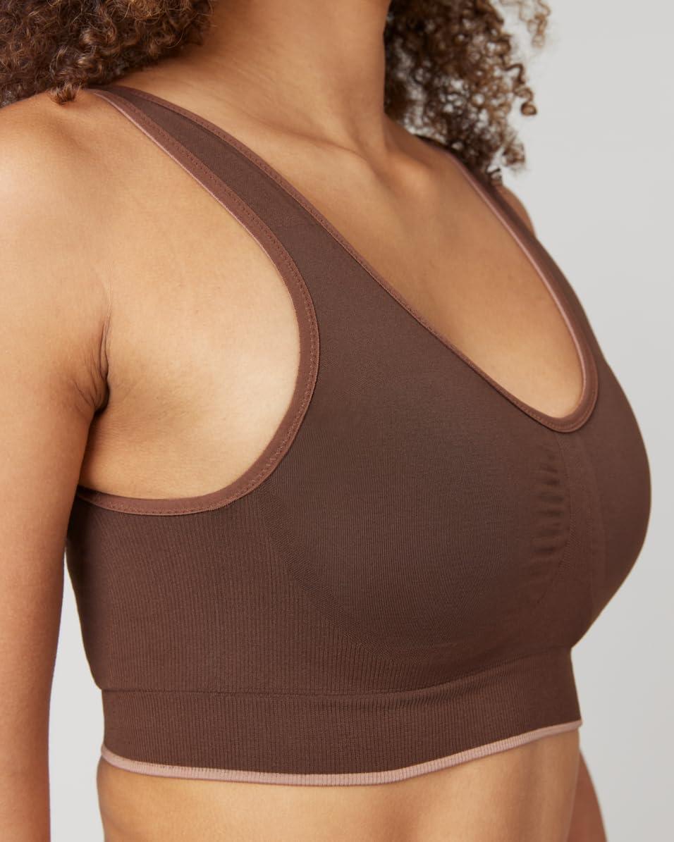 imageSPANX Breast of Both Worlds Reversible Comfort Bra Wireless Seamless Bra Reversible Design WireFree ComfortCafe Au LaitChestnut Brown