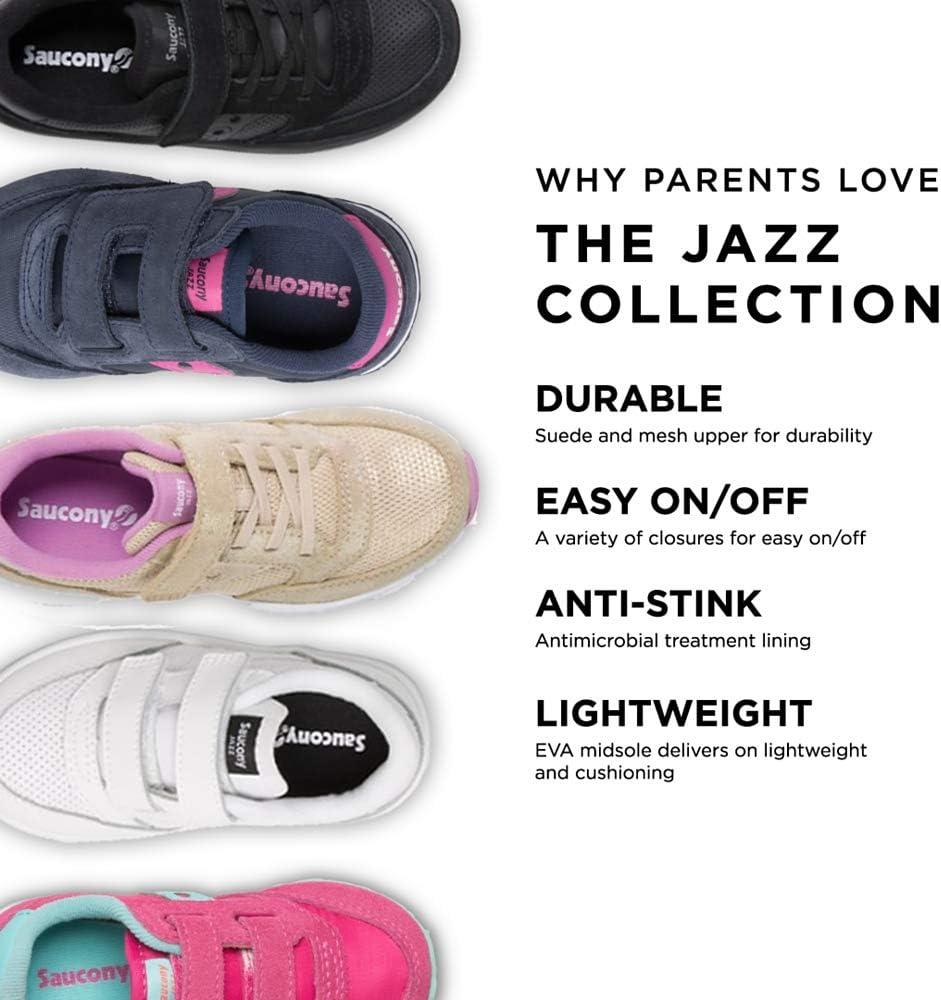 imageSaucony UnisexChild Baby Jazz Hook ampamp Loop Seasonal SneakerBlackWhite
