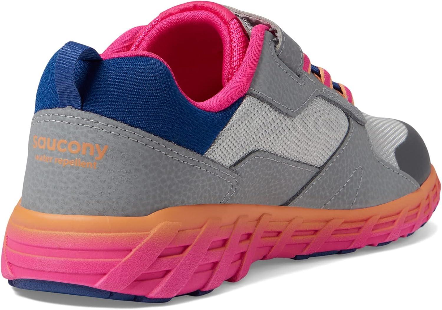 imageSaucony unisexchild Wind Shield aCRunning ShoeGreyPinkNavy