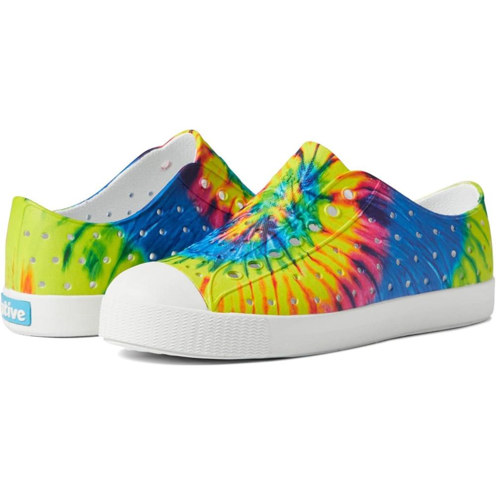 imageNative Shoes UnisexChild Jefferson Print Junior SneakerShell WhiteShell WhiteNeon Multi Tiedye