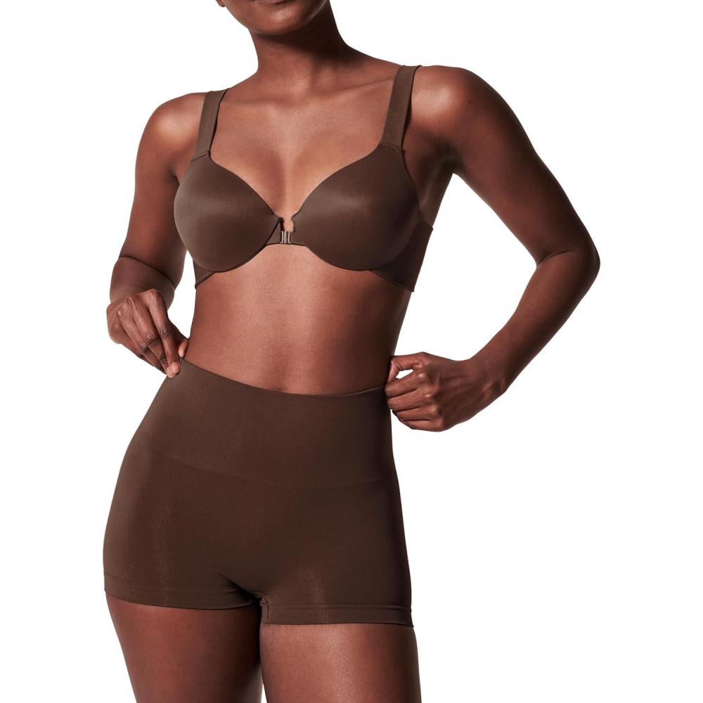 imageSPANXshape ExtraOrdinary Boyshort  Sculpting Compression  Womens Shapewear Underwear  Recycled Nylon Fabric BlendChestnut Brown