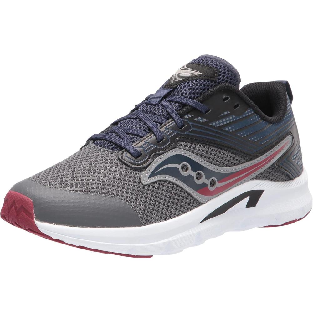 imageSaucony UnisexChild Axon Running ShoeGreyNavyMaroon