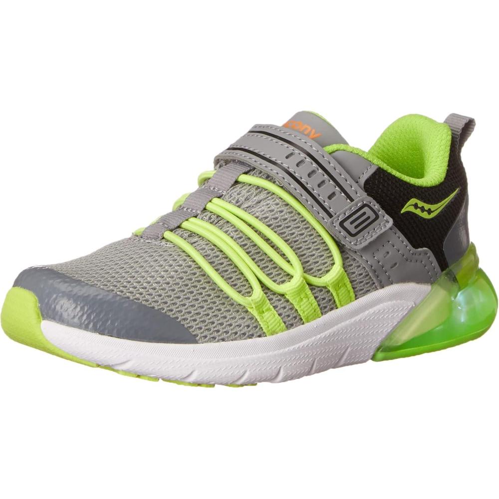 imageSaucony UnisexChild Flash Glow 20 SneakerGreyLime