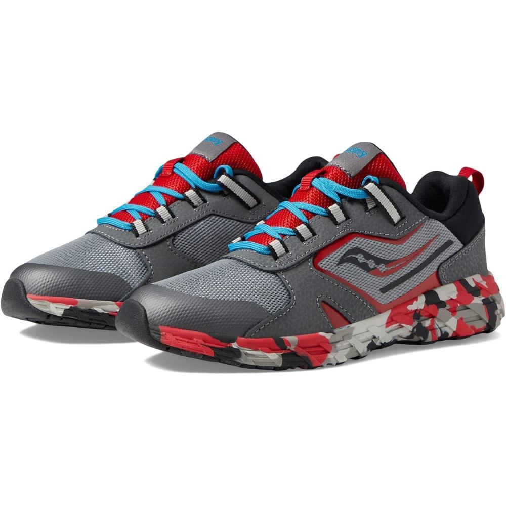 imageSaucony UnisexChild Wind Shield 20 Running ShoeGreyRed