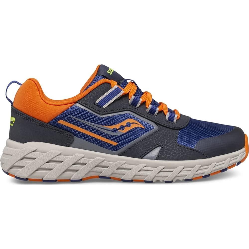 imageSaucony UnisexChild Wind Shield 20 Running ShoeNavyGreyOrange