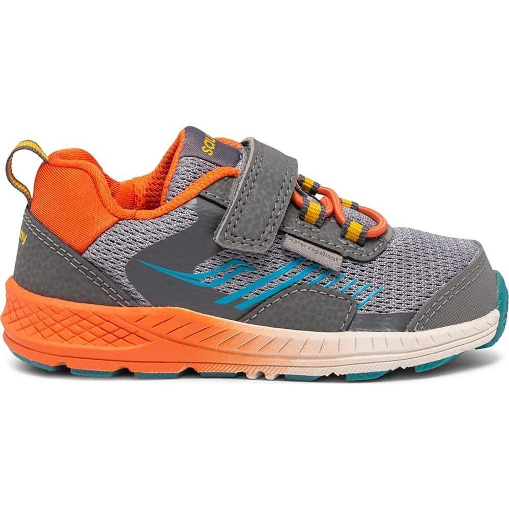 imageSaucony unisexchild Wind Shield aCRunning ShoeGreyOrangeBlue