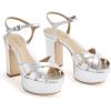 SCHUTZ Women’s Keefa Platform Dress Sandal(Prata Metallic Napa)