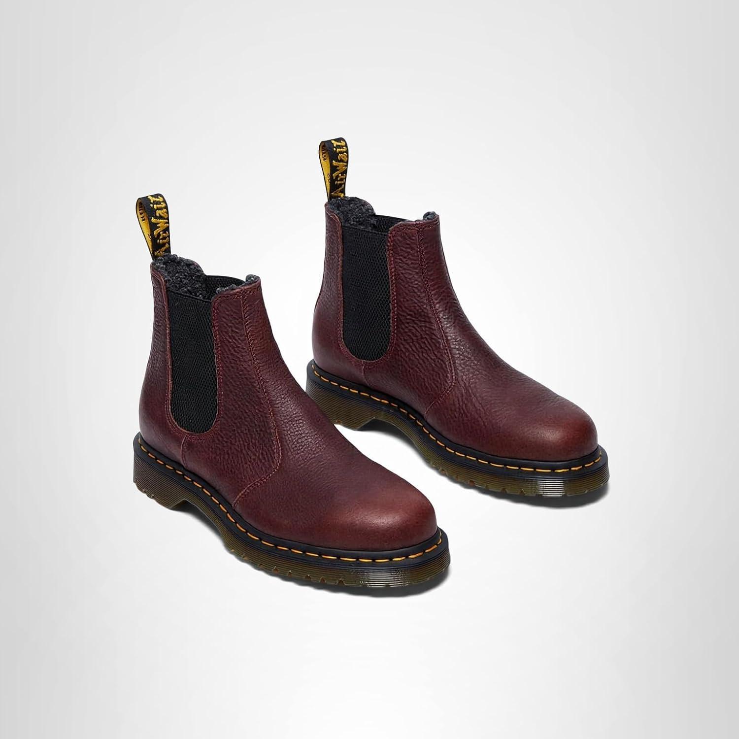 imageDr Martens unisexadult 2976 Warmwair Grizzly Leather Chelsea BootsRed